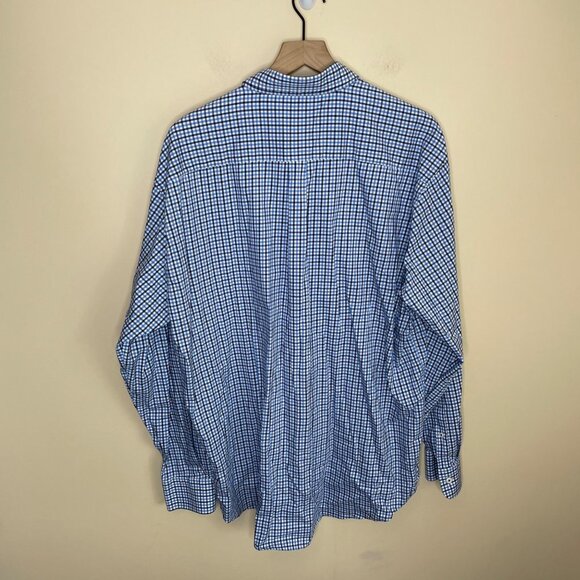 Peter Millar Button Down Shirt Size XXL Blue Plaid Dress Shirt Long Sleeve Work - Picture 2 of 5